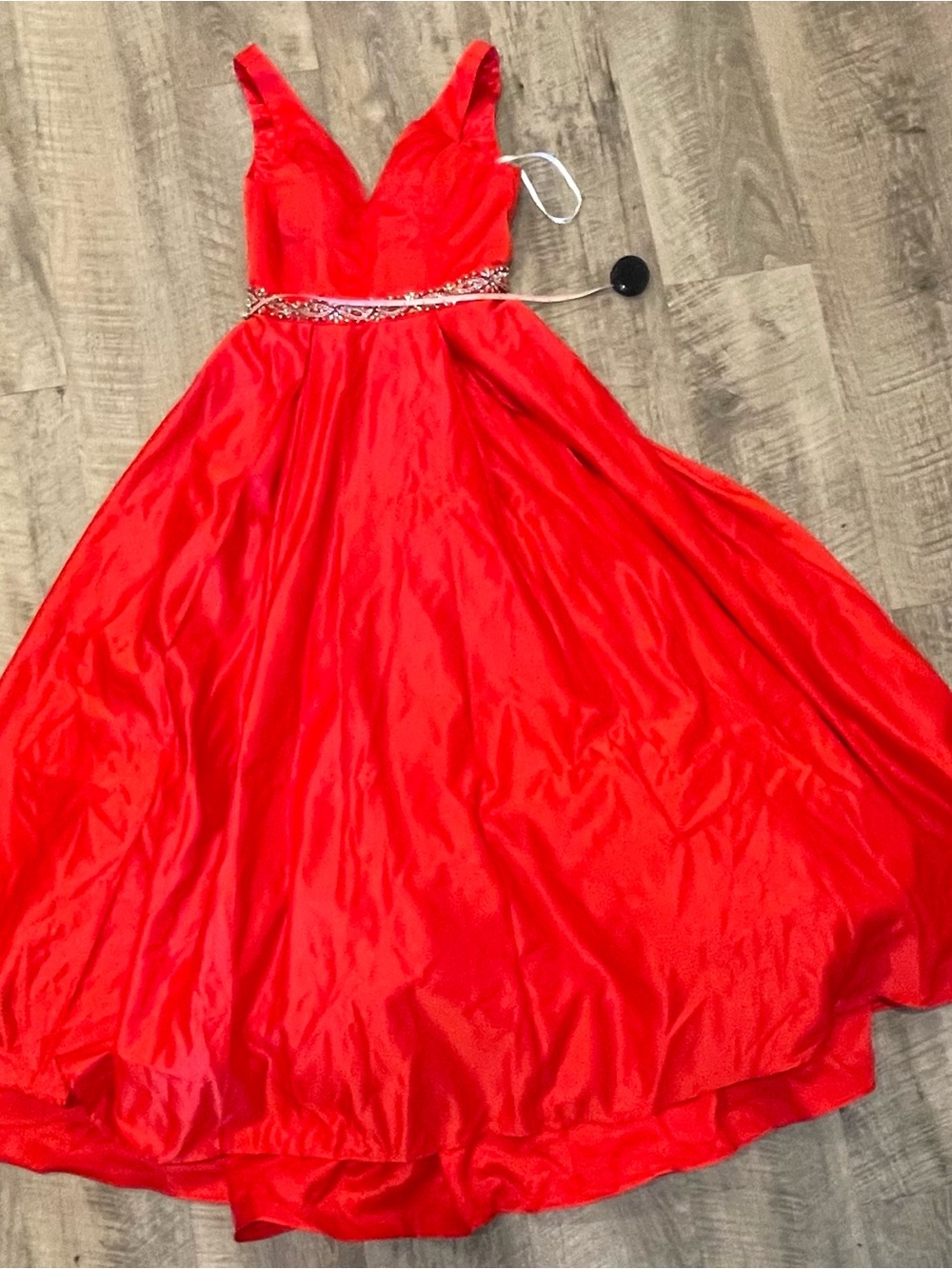 Juliet Elegant Red Prom Dress with Beaded Waist - Picture 11 of 11